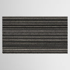 Bamako Striped and Dotted Pattern in Black and Almond Cream Tablecloth Gallery Image 2