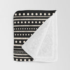 Bamako Striped and Dotted Pattern in Black and Almond Cream Throw Blanket Gallery Image 3