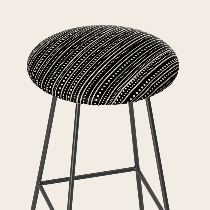 Bamako Striped and Dotted Pattern in Black and Almond Cream Stool Gallery Image 2