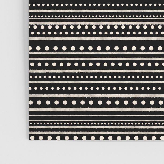Bamako Striped and Dotted Pattern in Black and Almond Cream Poster Gallery Image 3