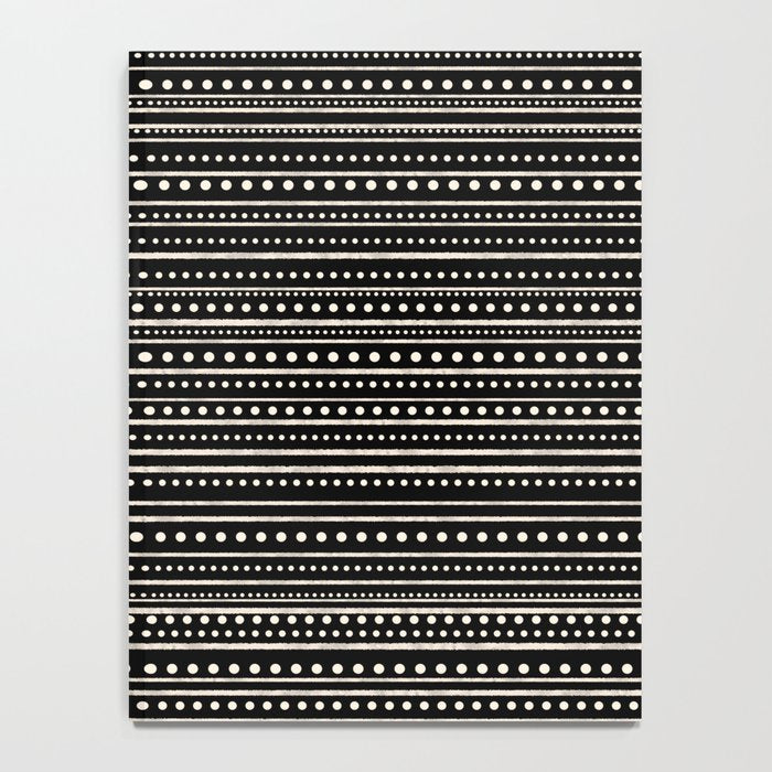 Bamako Striped and Dotted Pattern in Black and Almond Cream Notebook Gallery Image 4