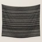 Bamako Striped and Dotted Pattern in Black and Almond Cream Wall Tapestry Gallery Image 4