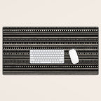 Bamako Striped and Dotted Pattern in Black and Almond Cream Desk Mat Gallery Image 1