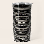 Bamako Striped and Dotted Pattern in Black and Almond Cream Travel Mug Gallery Image 1
