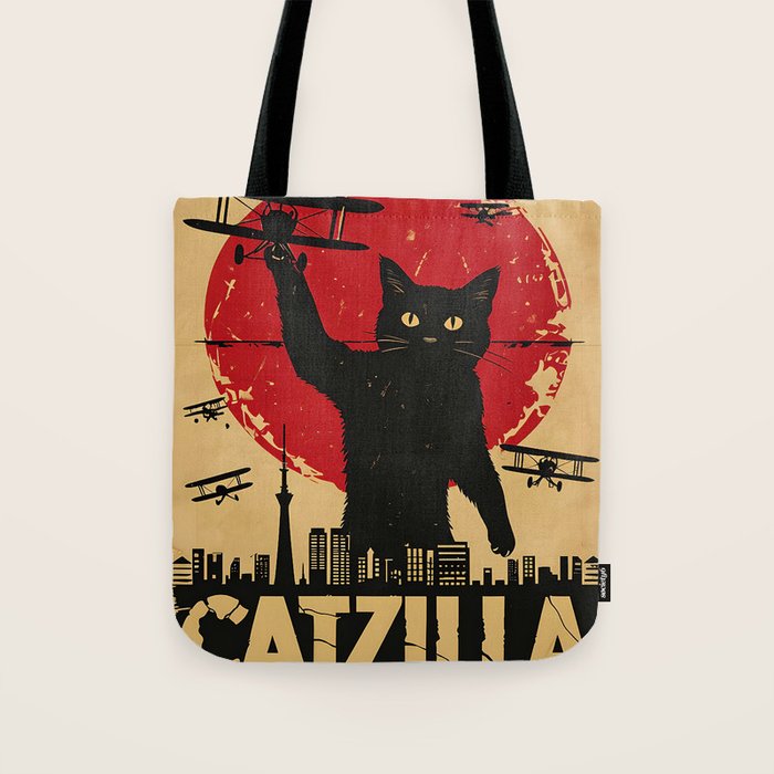 Catzilla vintage poster Tote Bag Gallery Image 1