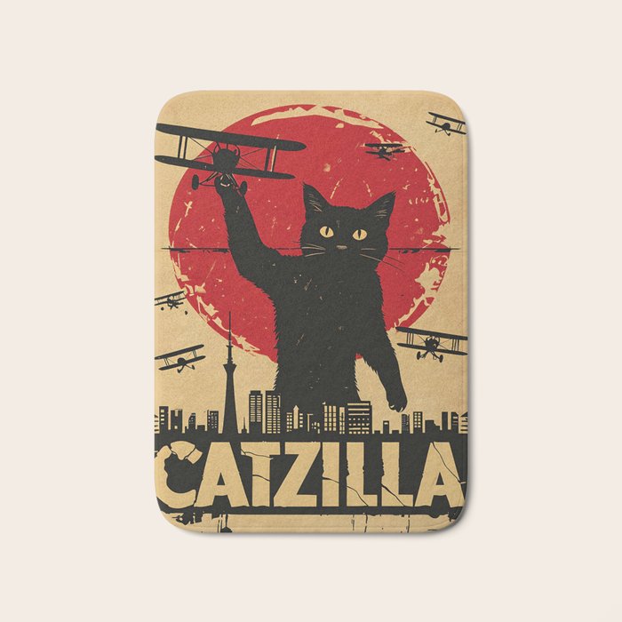 Catzilla vintage poster Bath Mat Gallery Image 1