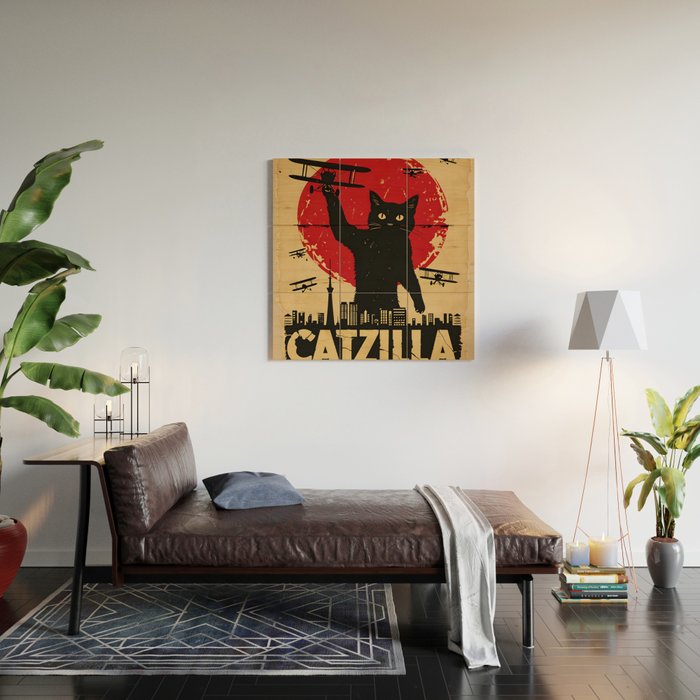 Catzilla vintage poster Wood Wall Art Gallery Image 2