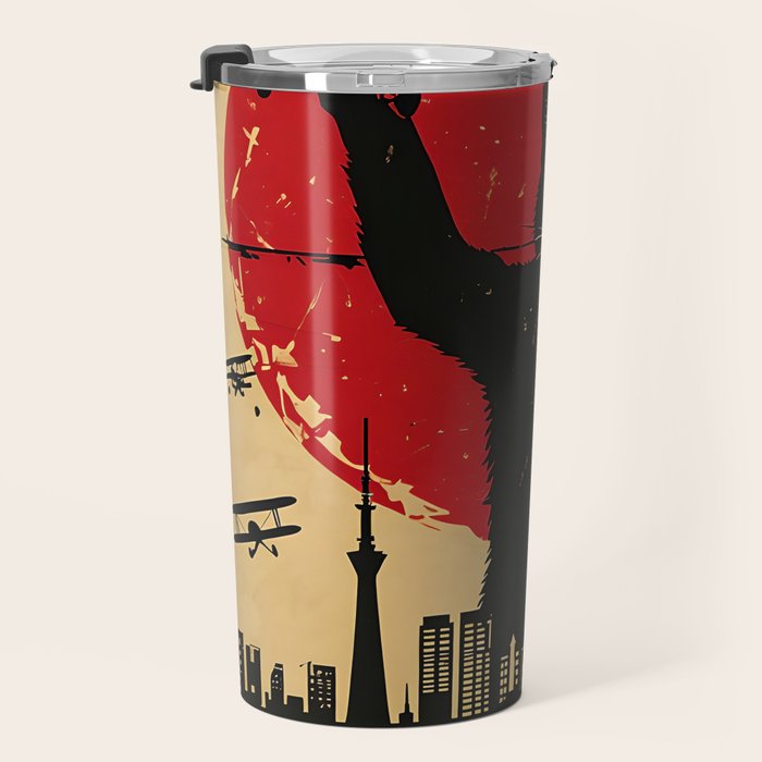 Catzilla vintage poster Travel Mug Gallery Image 3