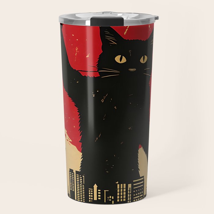 Catzilla vintage poster Travel Mug Gallery Image 1