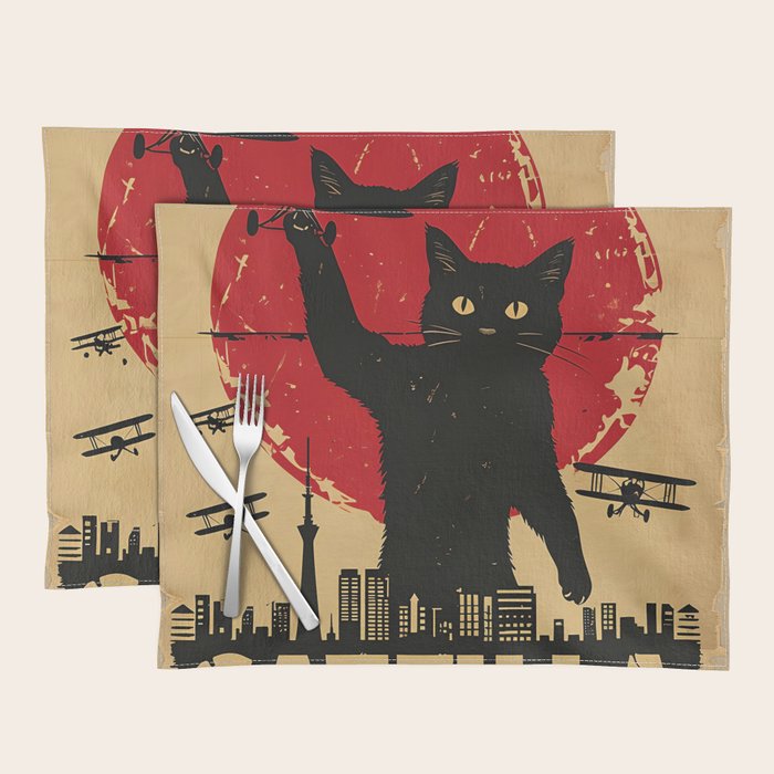 Catzilla Vintage Poster Placemat
