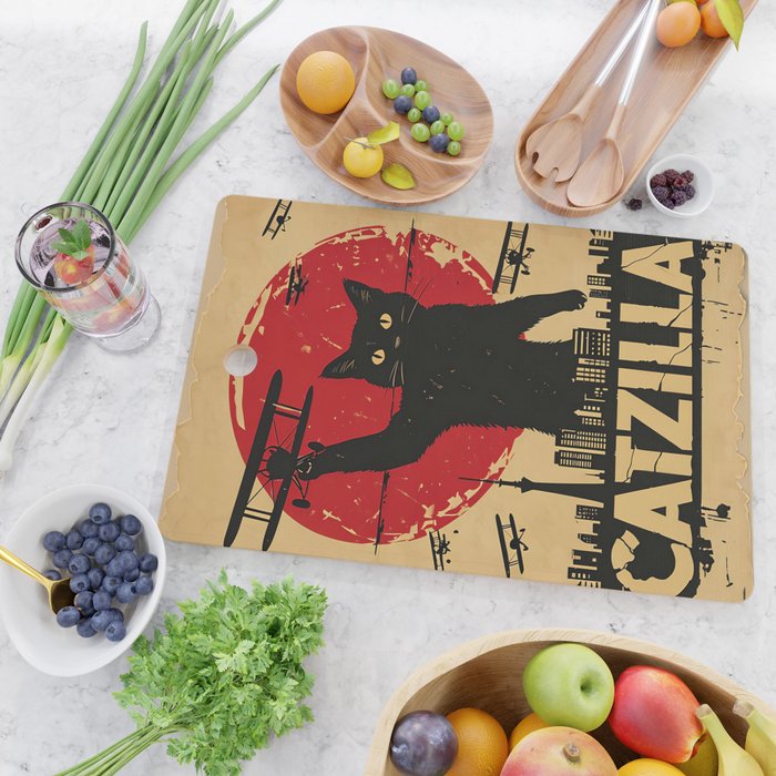 Catzilla vintage poster Cutting Board Gallery Image 2