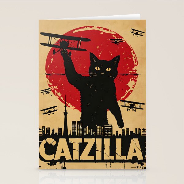 Catzilla vintage poster Stationery Card Gallery Image 1