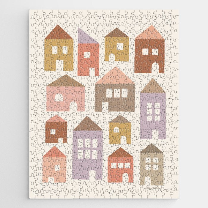 Happy Houses - Earth Tones Jigsaw Puzzle Gallery Image 1