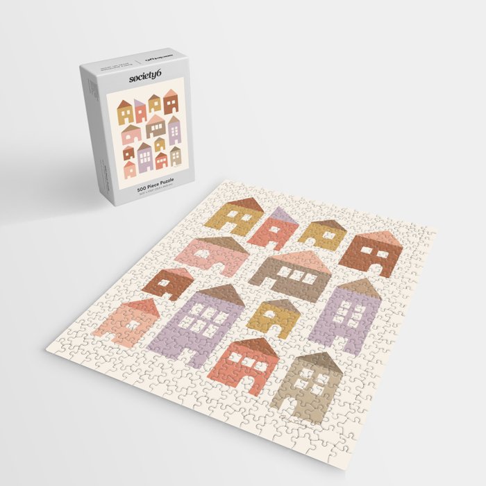 Happy Houses - Earth Tones Jigsaw Puzzle Gallery Image 2