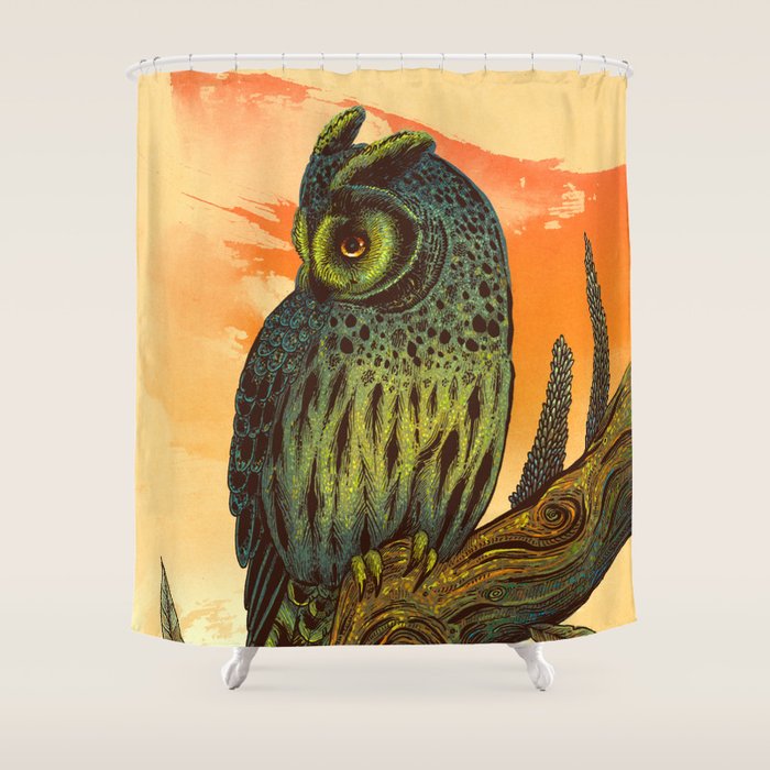 Dusk Owl Shower Curtain Gallery Image 1
