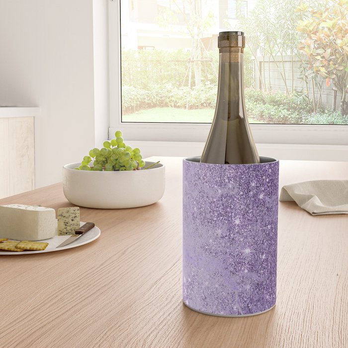 Modern elegant lavender lilac glitter marble Wine Chiller Gallery Image 4