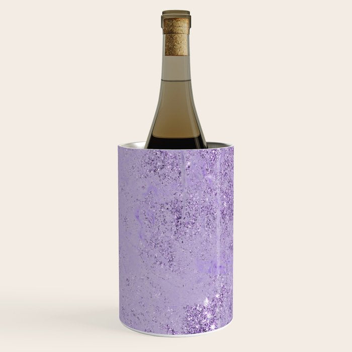 Modern elegant lavender lilac glitter marble Wine Chiller Gallery Image 2