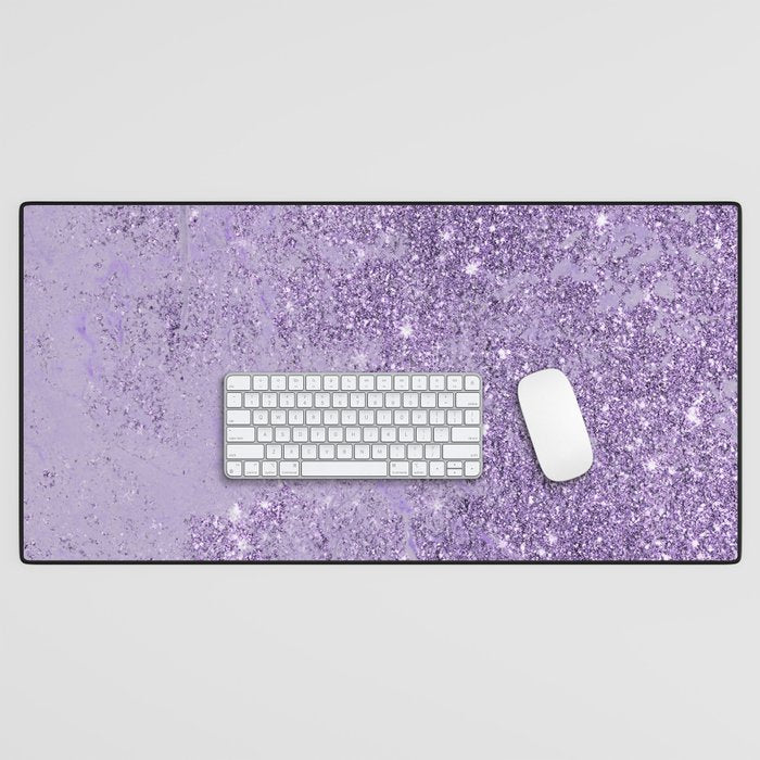 Modern elegant lavender lilac glitter marble Desk Mat Gallery Image 1