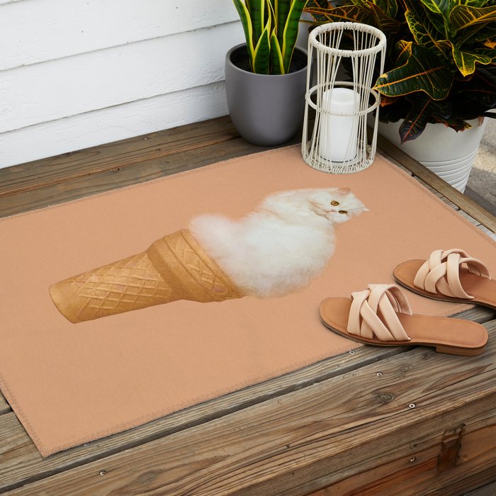 Cat Ice Cream - Peach Outdoor Rug Gallery Image 2