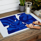 geometric blue matisse shapes Outdoor Rug Gallery Image 2