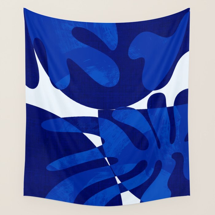 geometric blue matisse shapes Wall Tapestry Gallery Image 4
