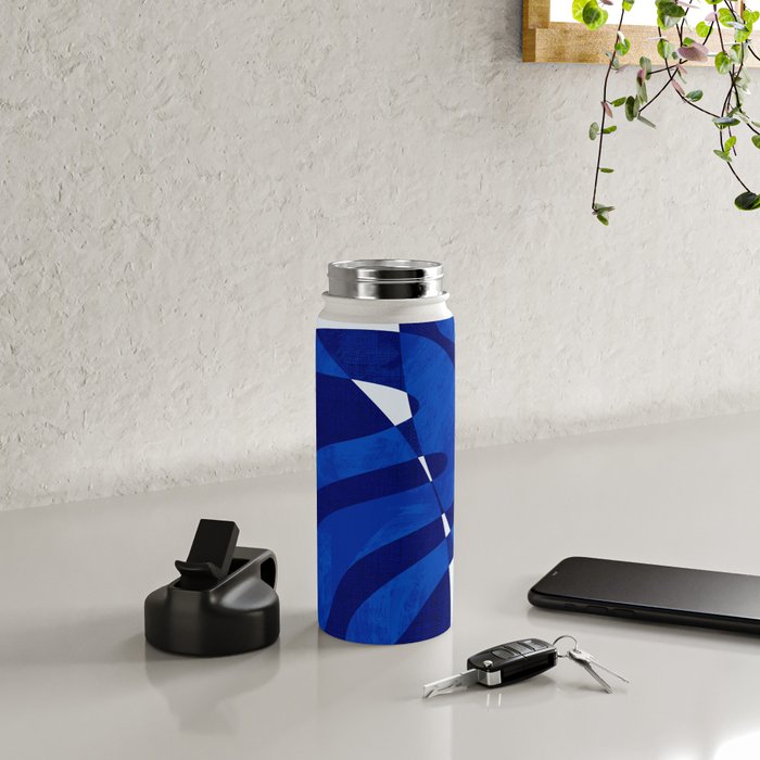 geometric blue matisse shapes Water Bottle Gallery Image 4