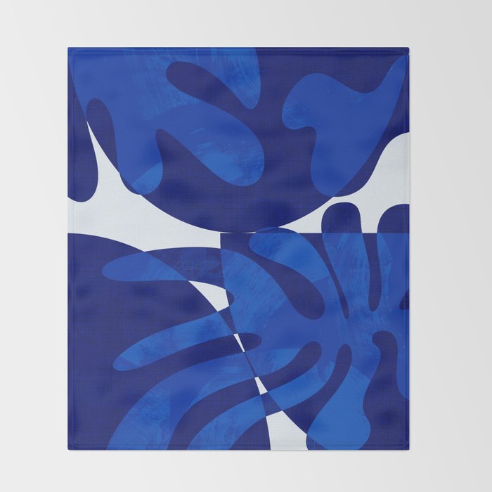 geometric blue matisse shapes Throw Blanket Gallery Image 2