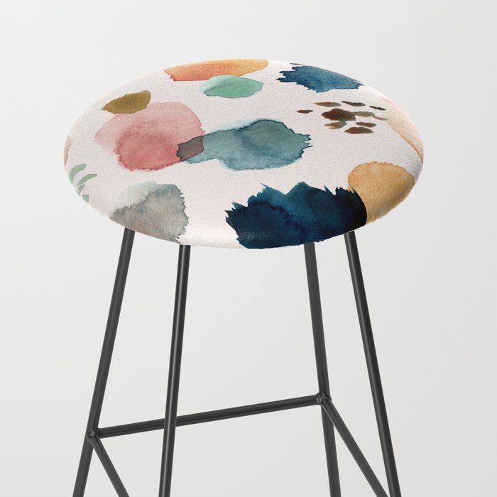 WILD WHIMS Abstract Watercolor Brush Strokes Stool Gallery Image 2