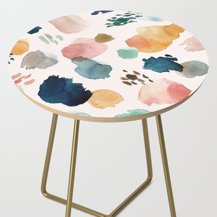 WILD WHIMS Abstract Watercolor Brush Strokes Side Table Gallery Image 2
