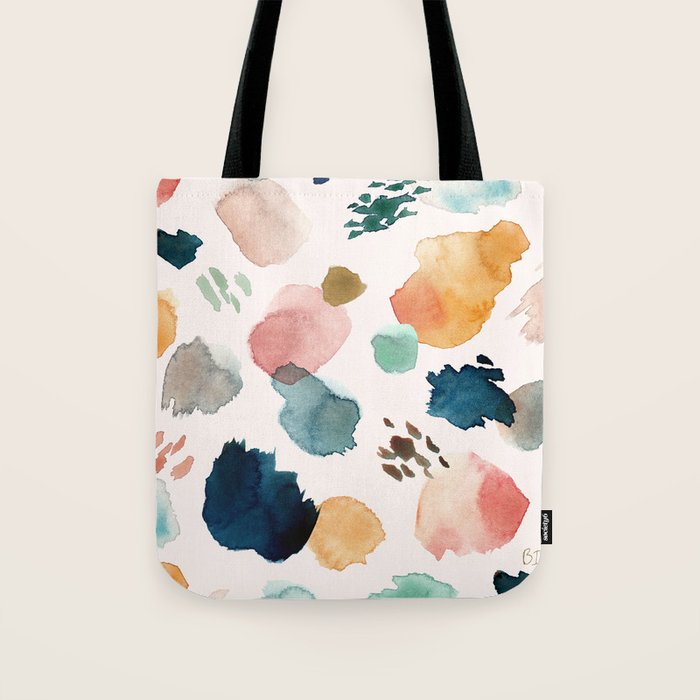 WILD WHIMS Abstract Watercolor Brush Strokes Tote Bag Gallery Image 1