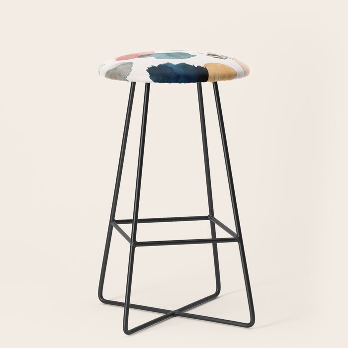 WILD WHIMS Abstract Watercolor Brush Strokes Stool Gallery Image 1