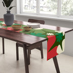 Retro Christmas Flowers 60s 70s Aesthetic Floral Pattern in Vintage Green Red Cream Table Runner Gallery Image 2