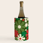 Retro Christmas Flowers 60s 70s Aesthetic Floral Pattern in Vintage Green Red Cream Wine Chiller Gallery Image 3