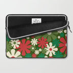 Retro Christmas Flowers 60s 70s Aesthetic Floral Pattern in Vintage Green Red Cream Laptop Sleeve Gallery Image 2