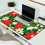 Retro Christmas Flowers 60s 70s Aesthetic Floral Pattern in Vintage Green Red Cream Desk Mat Gallery Image 2