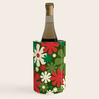 Retro Christmas Flowers 60s 70s Aesthetic Floral Pattern in Vintage Green Red Cream Wine Chiller Gallery Image 1