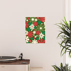 Retro Christmas Flowers 60s 70s Aesthetic Floral Pattern in Vintage Green Red Cream Poster Gallery Image 2