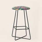 Retro Hippie 70s rainbow flower garden pattern  Stool Gallery Image 1