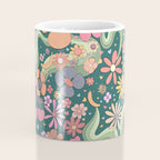 Retro Hippie 70s rainbow flower garden pattern  Coffee Mug Gallery Image 4