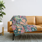 Retro Hippie 70s rainbow flower garden pattern  Throw Blanket Gallery Image 1
