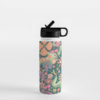 Retro Hippie 70s rainbow flower garden pattern  Water Bottle Gallery Image 1