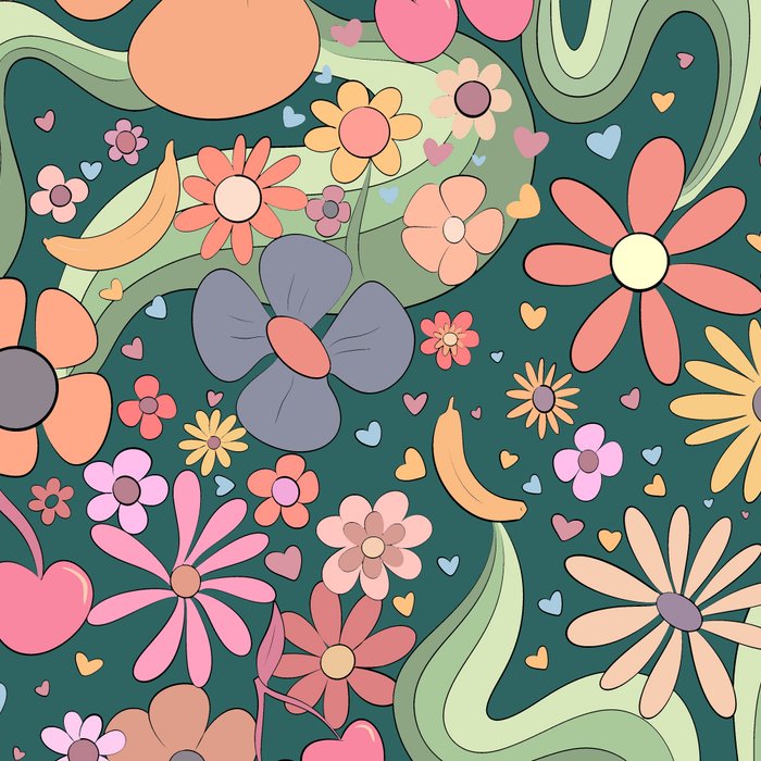 Retro Hippie 70s rainbow flower garden pattern  Coffee Mug Gallery Image 2