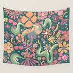 Retro Hippie 70s rainbow flower garden pattern  Wall Tapestry Gallery Image 4