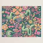 Retro Hippie 70s rainbow flower garden pattern  Jigsaw Puzzle Gallery Image 1