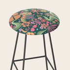 Retro Hippie 70s rainbow flower garden pattern  Stool Gallery Image 2