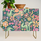Retro Hippie 70s rainbow flower garden pattern  Credenza Gallery Image 1