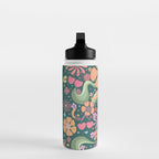 Retro Hippie 70s rainbow flower garden pattern  Water Bottle Gallery Image 3