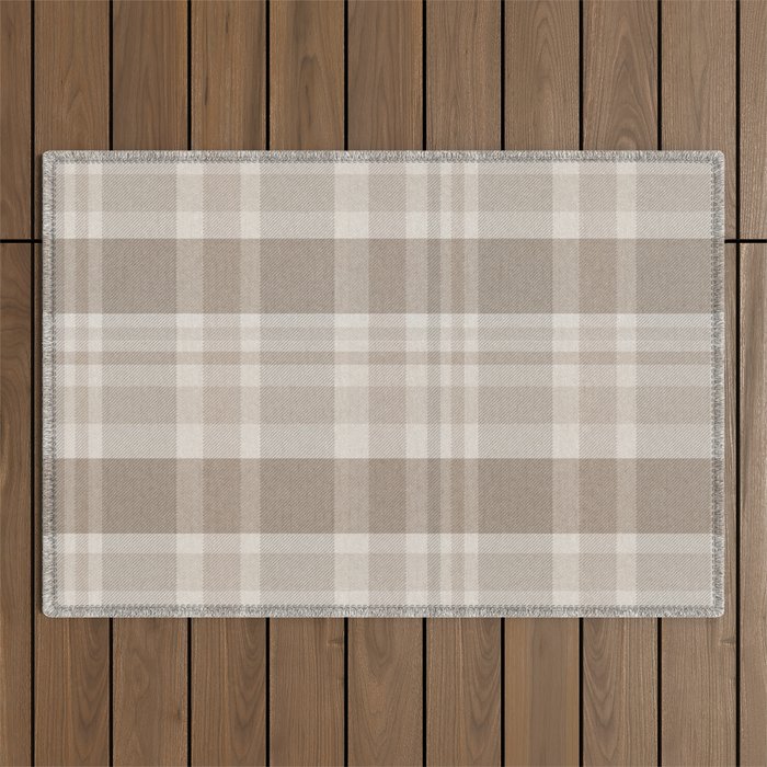 Checkered, Plaid Prints, Warm Brown Outdoor Rug Gallery Image 1