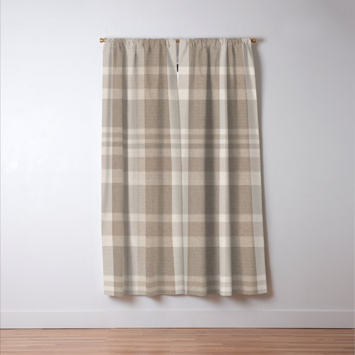 Checkered, Plaid Prints, Warm Brown Window Curtain Gallery Image 3