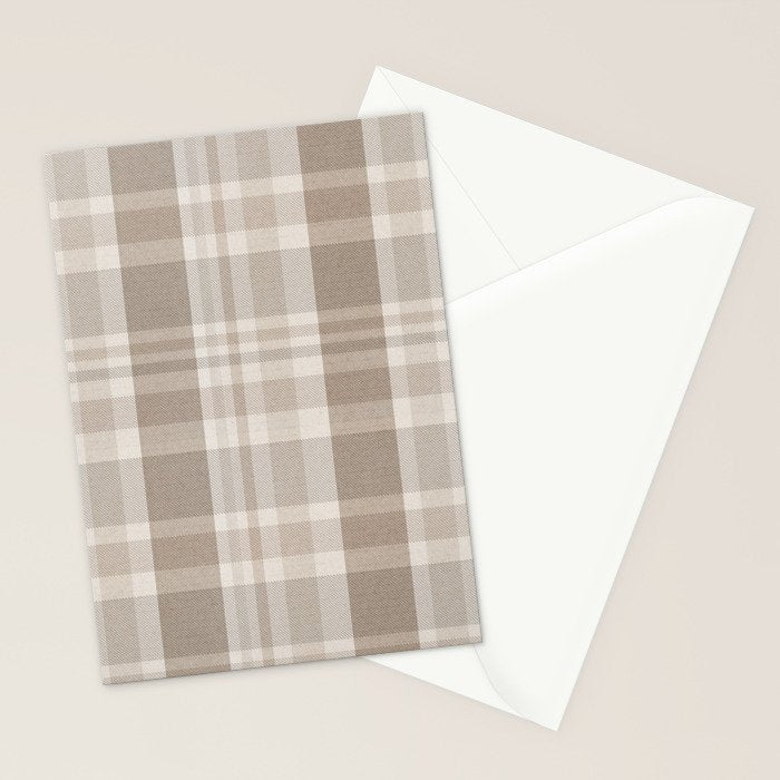 Checkered, Plaid Prints, Warm Brown Stationery Card Gallery Image 2